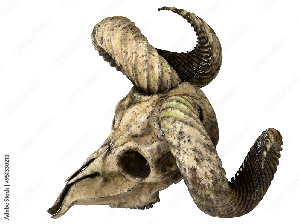 Fototapeta premium the old ram skull. isolated background.