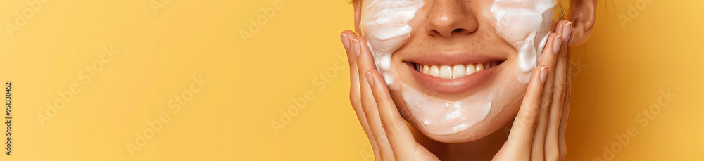 Fototapeta premium Close up beauty woman face with empty background.