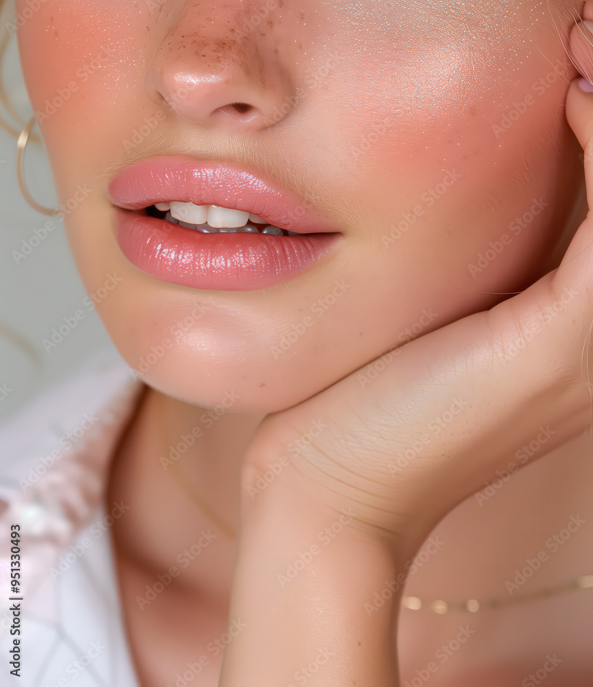 Obraz premium Close up beauty woman face with empty background.