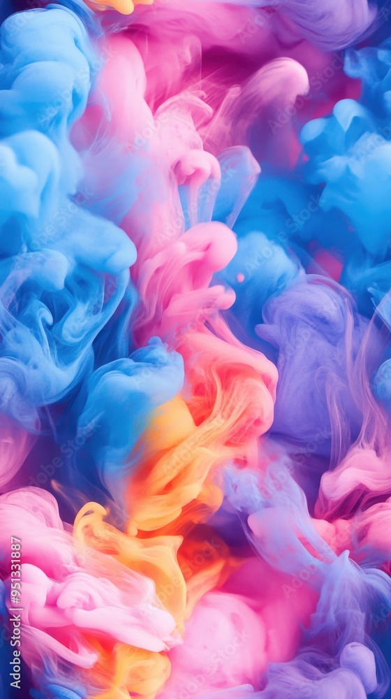 Obraz premium Organic ink blots with pastel overlays, [Abstract Background], [Artistic expression]