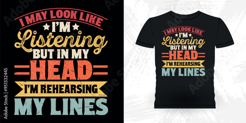 Dad Lover Father's Day Funny Theater Director Retro Vintage Theater T-shirt Design