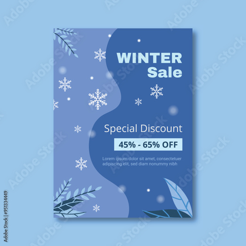 Adobe IllustrWinter banner design template Festive blue Christmas background.