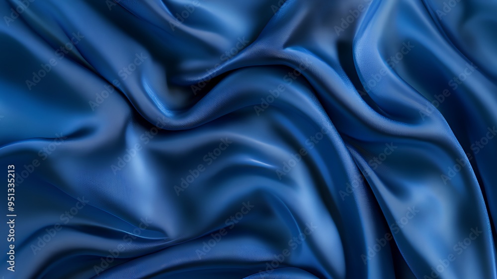 Fototapeta premium Royal Blue Satin Fabric: Elegant and Luxurious Textile Close-Up