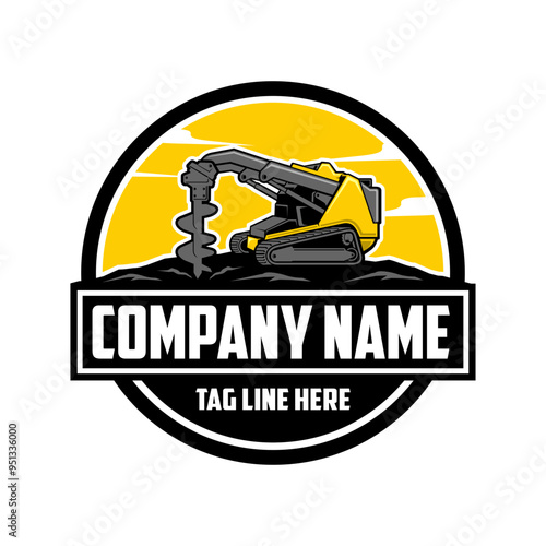 Mini Skid steer loader , logo vector image .