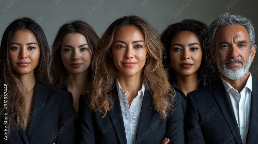 Confident & Diverse Business Team: A diverse group of business professionals stand united in confidence, exuding power and professionalism. Their collective strength and unwavering resolve shine throu Confident & Diverse Business Team: A diverse group of business professionals stand united in confidence, exuding power and professionalism. Their collective strength and unwavering resolve shine throu