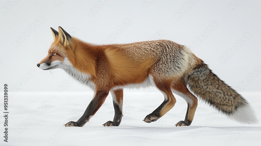 Obraz premium A fox standing on white background