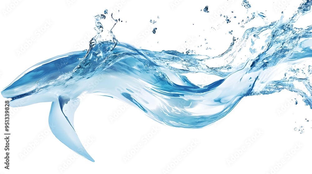 Obraz premium Powerful Underwater Aquatic Athlete in Fluid Mesmerizing Motion Against Minimal White Background