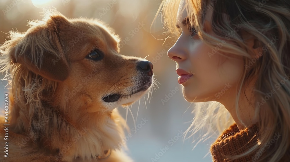 A master and pet dog isolated on white background A master and pet dog isolated on white background