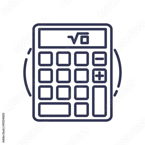 Line art of a calculator symbolizing logic and precision in mathematical calculations.