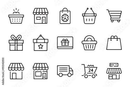  Shopping offer related editable icon set flat vector illustration on white background