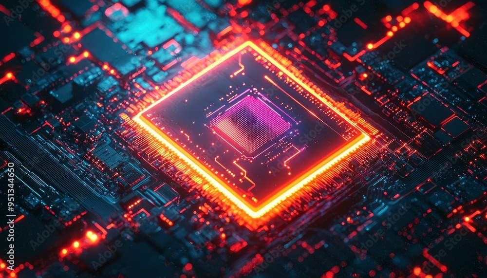 Illuminated Processor Chip on a Circuit Board Illuminated Processor Chip on a Circuit Board