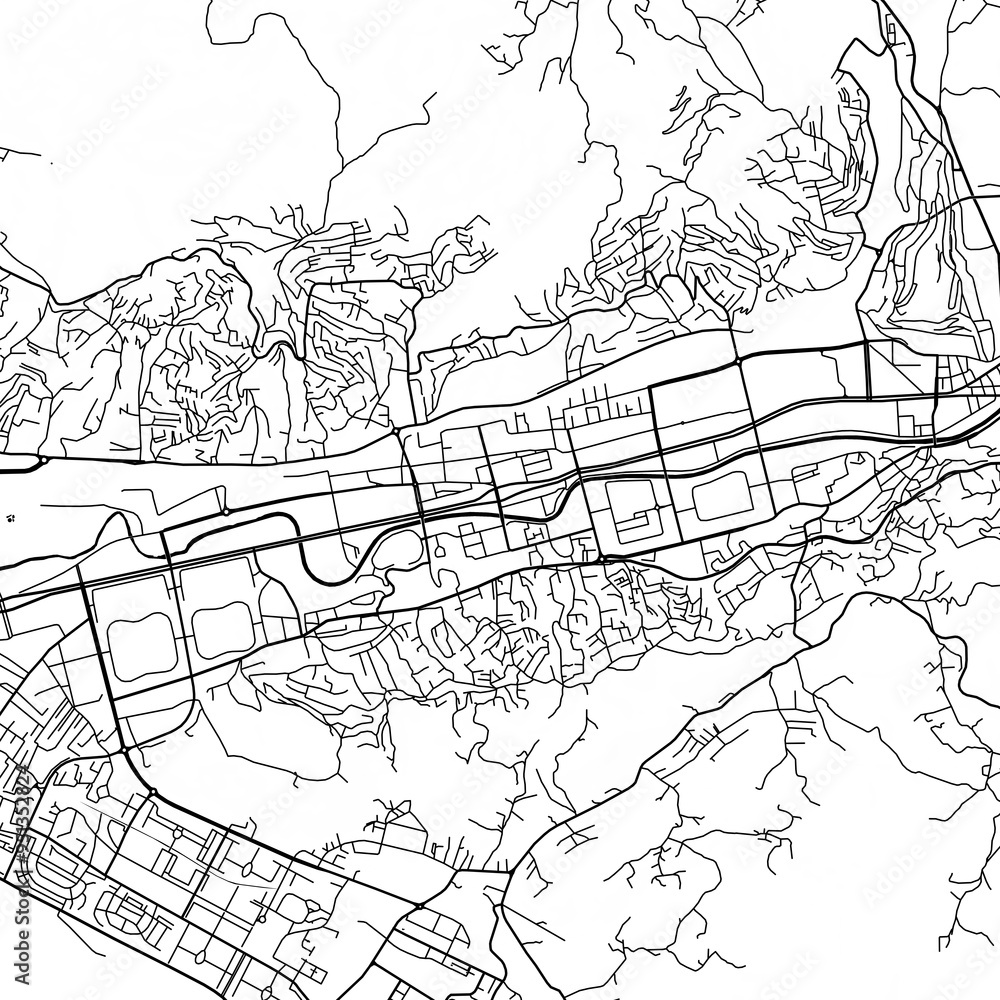 Naklejka premium Sarajevo Bosnia and Herzegovina City Monochrome Black and White Minimalist Street Road Aesthetic Decoration Map