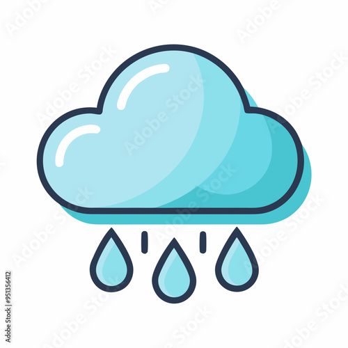 a vector of a simple cloud with raindrops