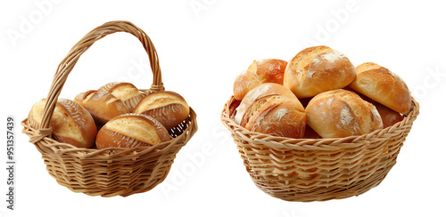 set of bread in basket isolated