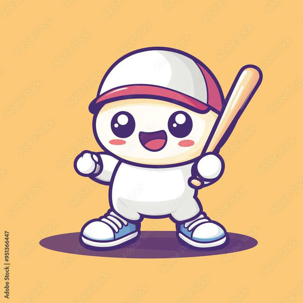 Adorable Cartoon Baseball Player with a Bat, Cute Sports Character Illustration
Adorable Cartoon Baseball Player with a Bat, Cute Sports Character Illustration