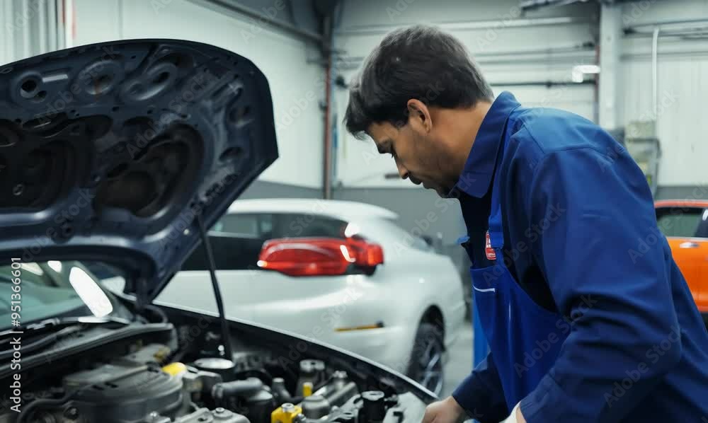 Expert Mechanic at Work in Auto Repair Shop Expert Mechanic at Work in Auto Repair Shop