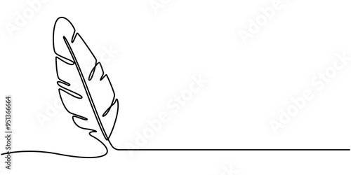Bird of Paradise Banana Leaf Continuous Line Drawing, Banana Leaf Continuous Line Drawing, Banana or Bird of Paradise Leaf Continuous Line Drawing, Banana Leaves Continuous Line Drawing