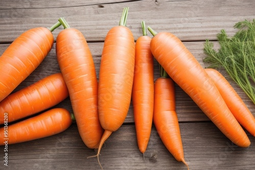 Flat lay carrot over a wooden background