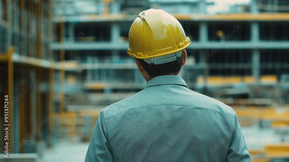 Construction Worker Surveying Building Site Construction Worker Surveying Building Site