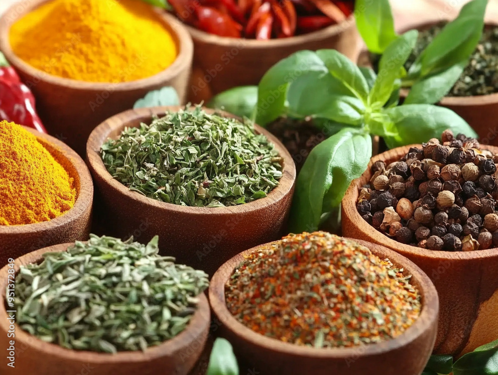 Healthy lifestyle, fresh herbs and spices, aromatic and colorful. Healthy lifestyle, fresh herbs and spices, aromatic and colorful.