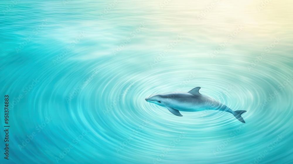 Naklejka premium Critically endangered vaquita porpoise in gulf waters captured in a serene, closeup shot with clear blue water