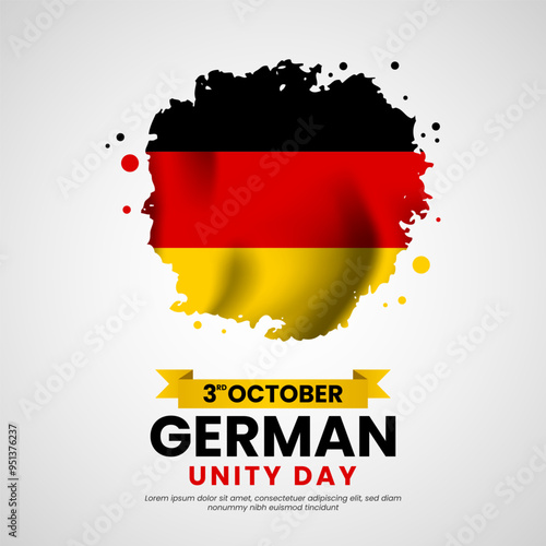 german unity day background with germany national flag on grunge brush texture