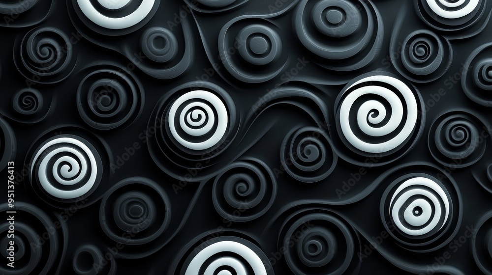 Abstract Spiral Pattern Black and White Background Abstract Spiral Pattern Black and White Background