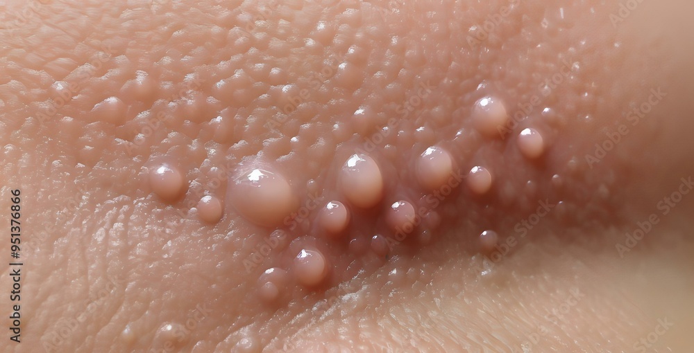 Fototapeta premium Small bubbles on the human body, blisters