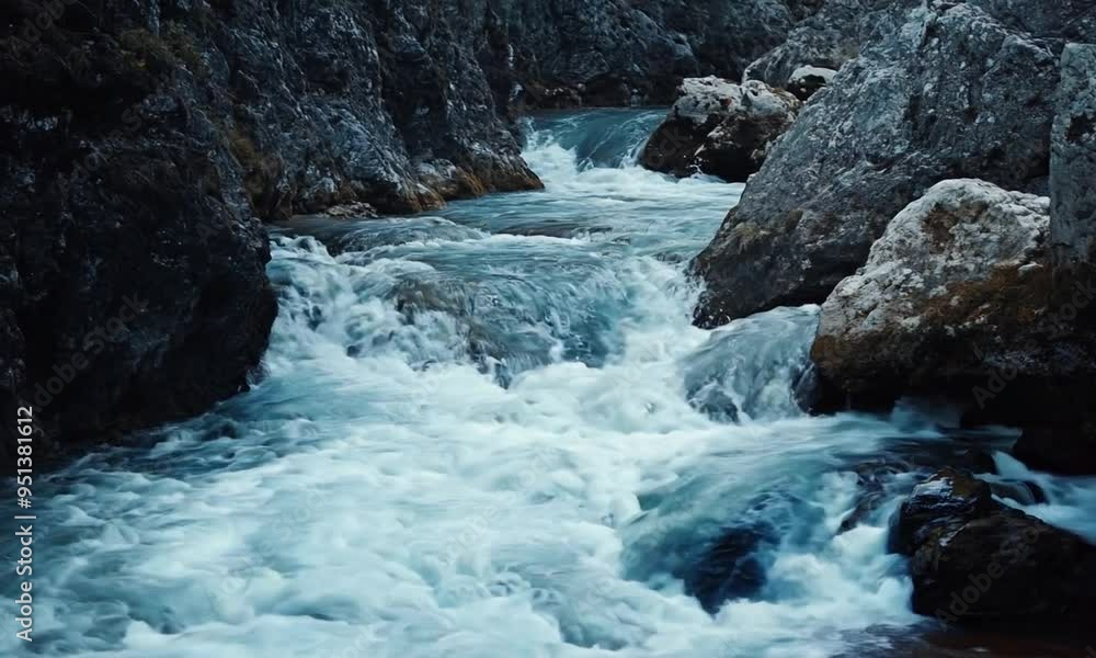 Rushing River Through Rocky Mountains Rushing River Through Rocky Mountains