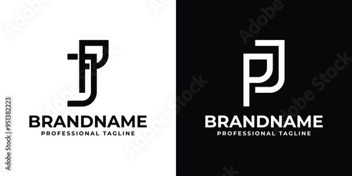 Letters JP and PJ Monogram Logo, suitable for any business with JP or PJ initials