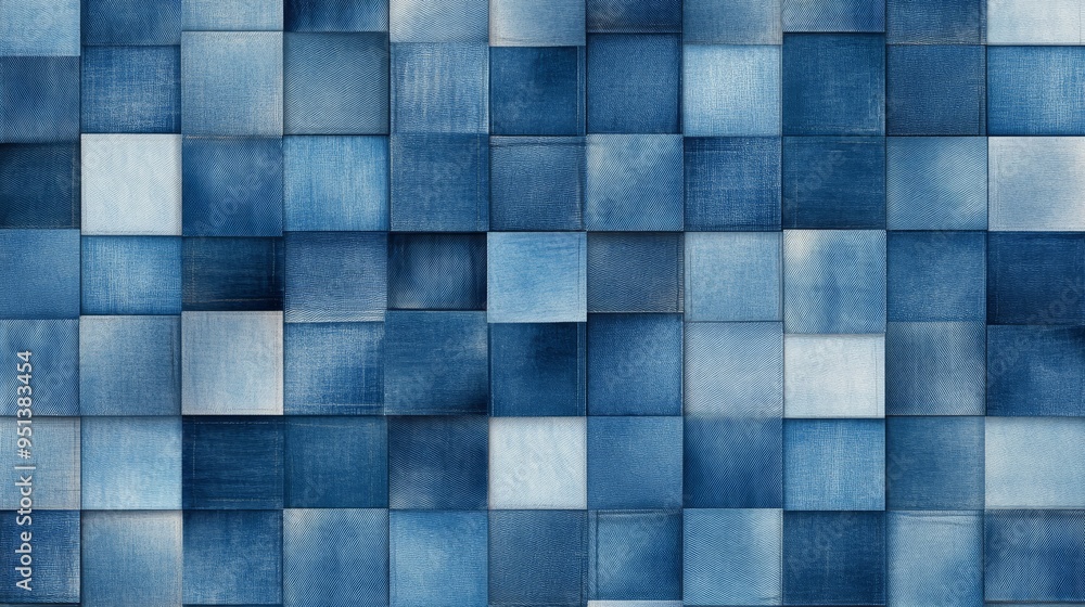 Abstract Denim Texture Seamless Pattern Blue Squares Background Abstract Denim Texture Seamless Pattern Blue Squares Background