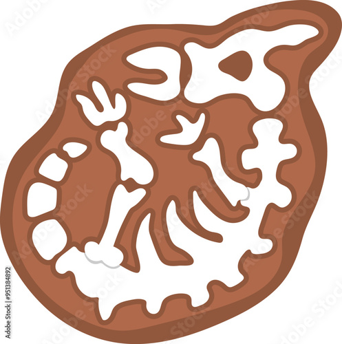 Vector parasaurolophus bones icon. Cute dinosaur fossils illustration for kids. Funny excavated dino clipart for children isolated on white background. Cartoon prehistoric animal picture