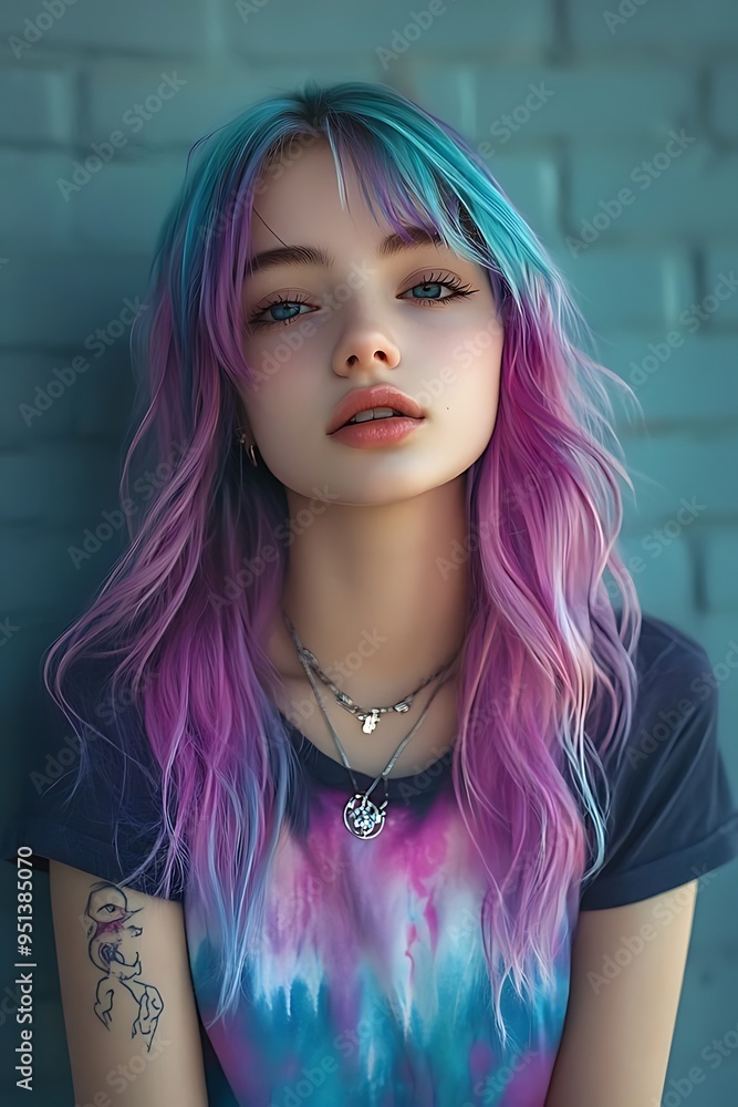 Beautiful girl with colourful hair Beautiful girl with colourful hair