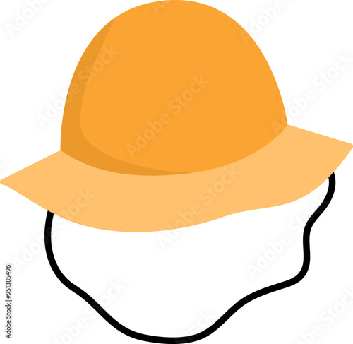 Summer hat vector illustration. Archaeologist or paleontologist orange cap icon. Hiking or camping head outfit isolated on white background. Clothes for active outdoor holidays and tourism