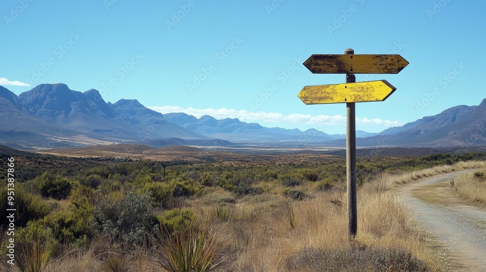 Unique signage pole in Oudtshoorn featuring distance markings. Unique signage pole in Oudtshoorn featuring distance markings.