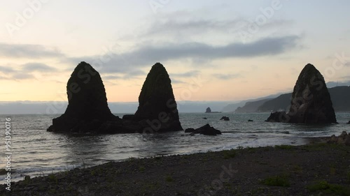 北海道せたな町-夕景の三本杉岩- photo