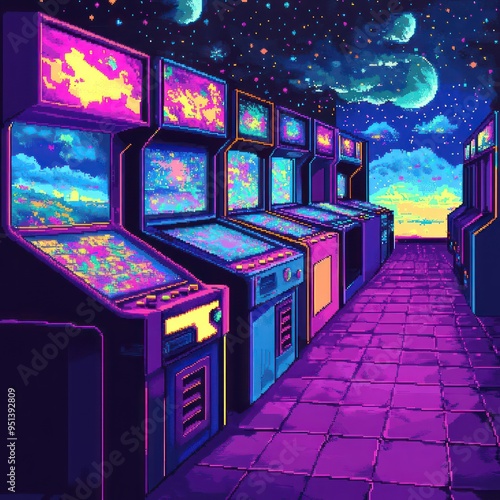 Pixel art of a classic arcade game By Generated AI