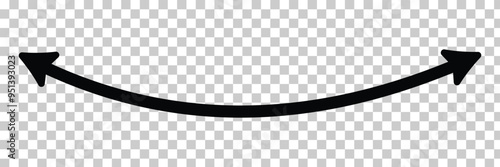Dual sided arrow. Curved arc shape. Semicircular thin double ended arrow. Dual sided arrow Vector illustration.