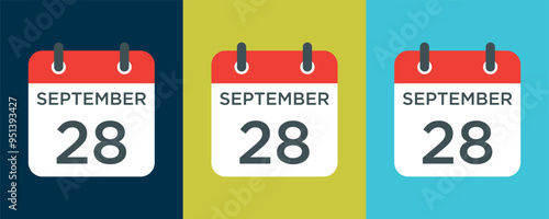 calendar - September 28 icon illustration isolated vector sign symbol