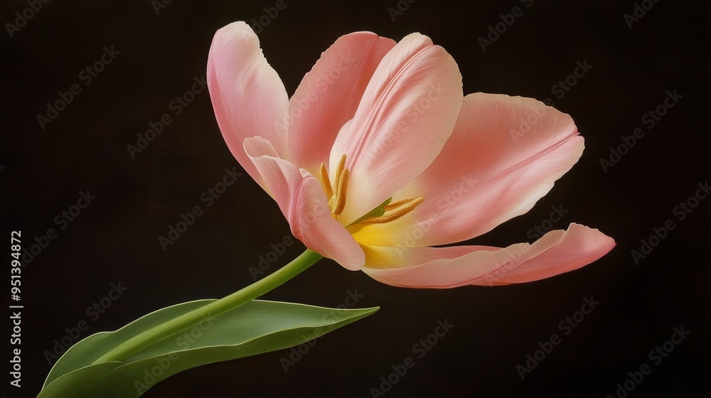 Single pink tulip blooming Single pink tulip blooming
