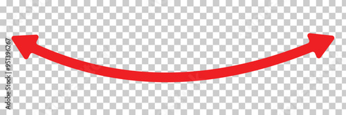 Dual sided arrow. Curved arc shape. Semicircular thin double ended arrow. Dual sided arrow Vector illustration.