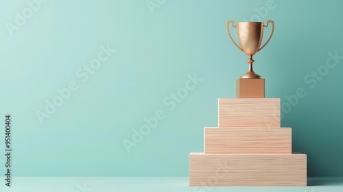 Trophy standing tall on a winner s podium, embodying the finale of competition and the victorious achievement of a goal