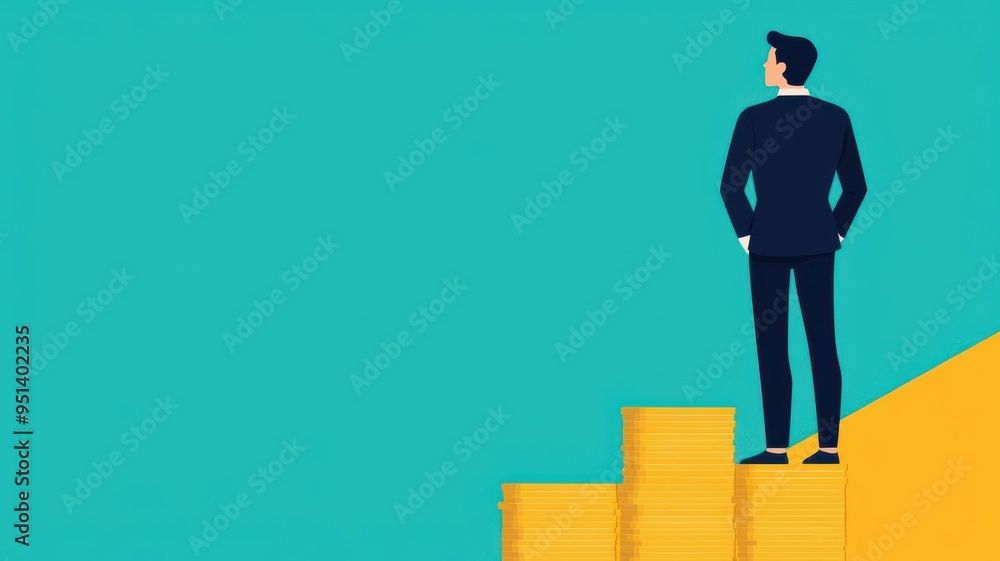 Achieving financial freedom, wealth accumulation, flat design illustration Achieving financial freedom, wealth accumulation, flat design illustration