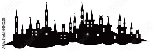 ハロウィン　城　シルエット　アイコン