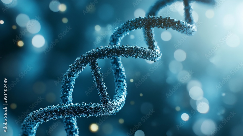 Dna helix enlarged model in blue colors and spots Dna helix enlarged model in blue colors and spots