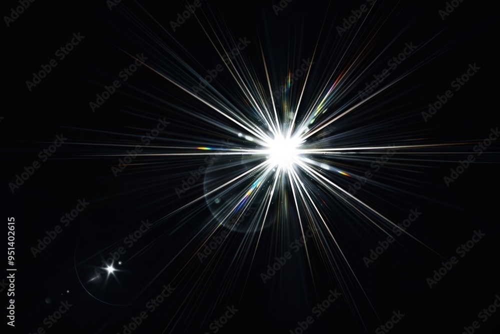 Fototapeta premium Bright starburst on dark background
