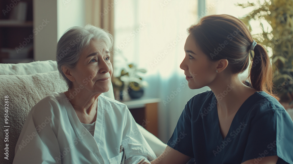 Obraz premium Nurses provide health care support to elderly women, Ai generated images
