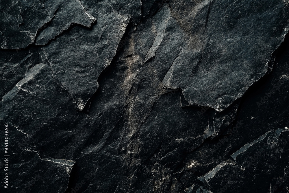 Layered black rock texture, dark stone rock formations. AI generation. Layered black rock texture, dark stone rock formations. AI generation.