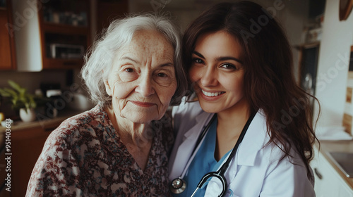 Nurses provide health care support to elderly women, Ai generated images