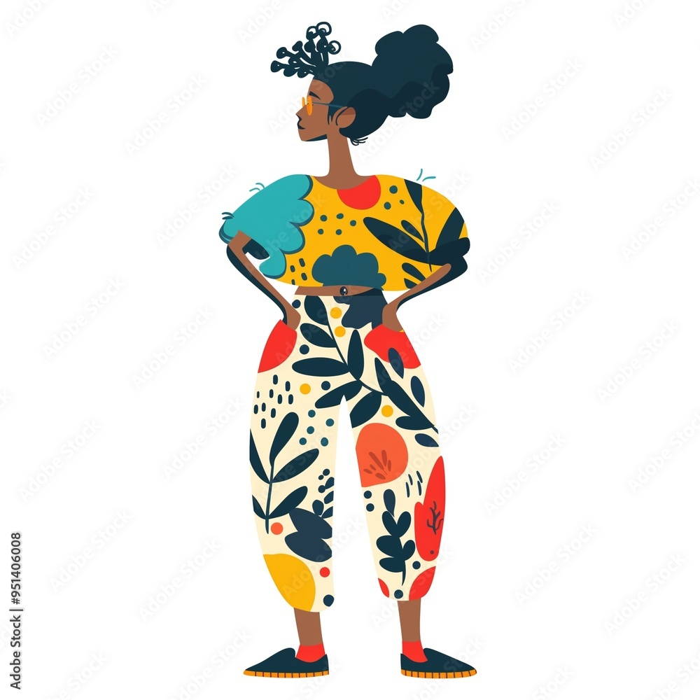 Modern abstract character with bold colors and playful design Modern abstract character with bold colors and playful design